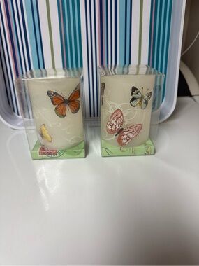 Butterfly Decorative Ivory Votive Candle - Set of 2